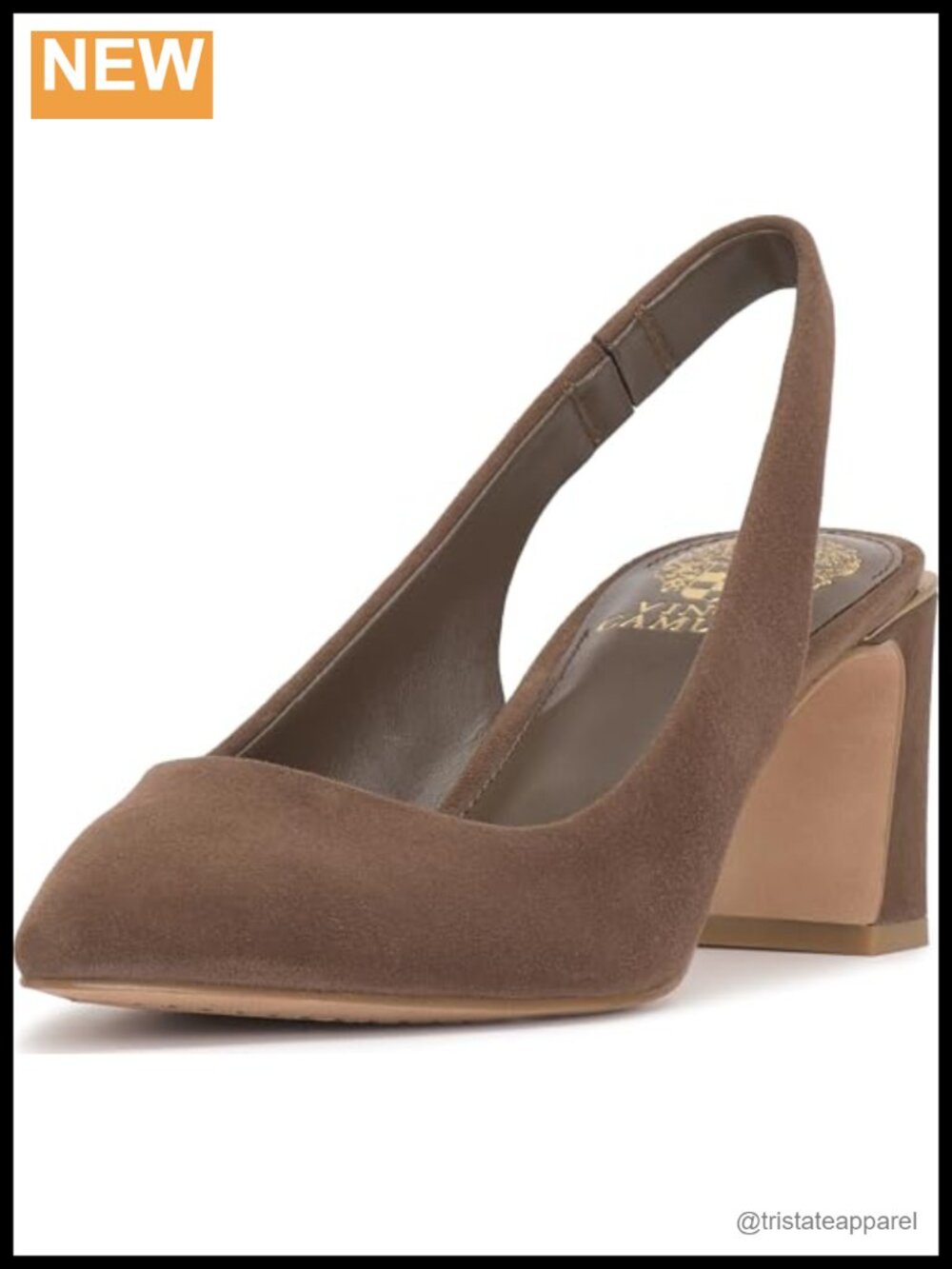 Slingback Pump Low Block Heel Pointed Toe Suede Office Formal